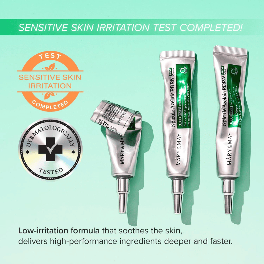 Mary&May Spicule Azelaic PDRN Spot Cream – creme localizado dermatologicamente testado para pele sensível