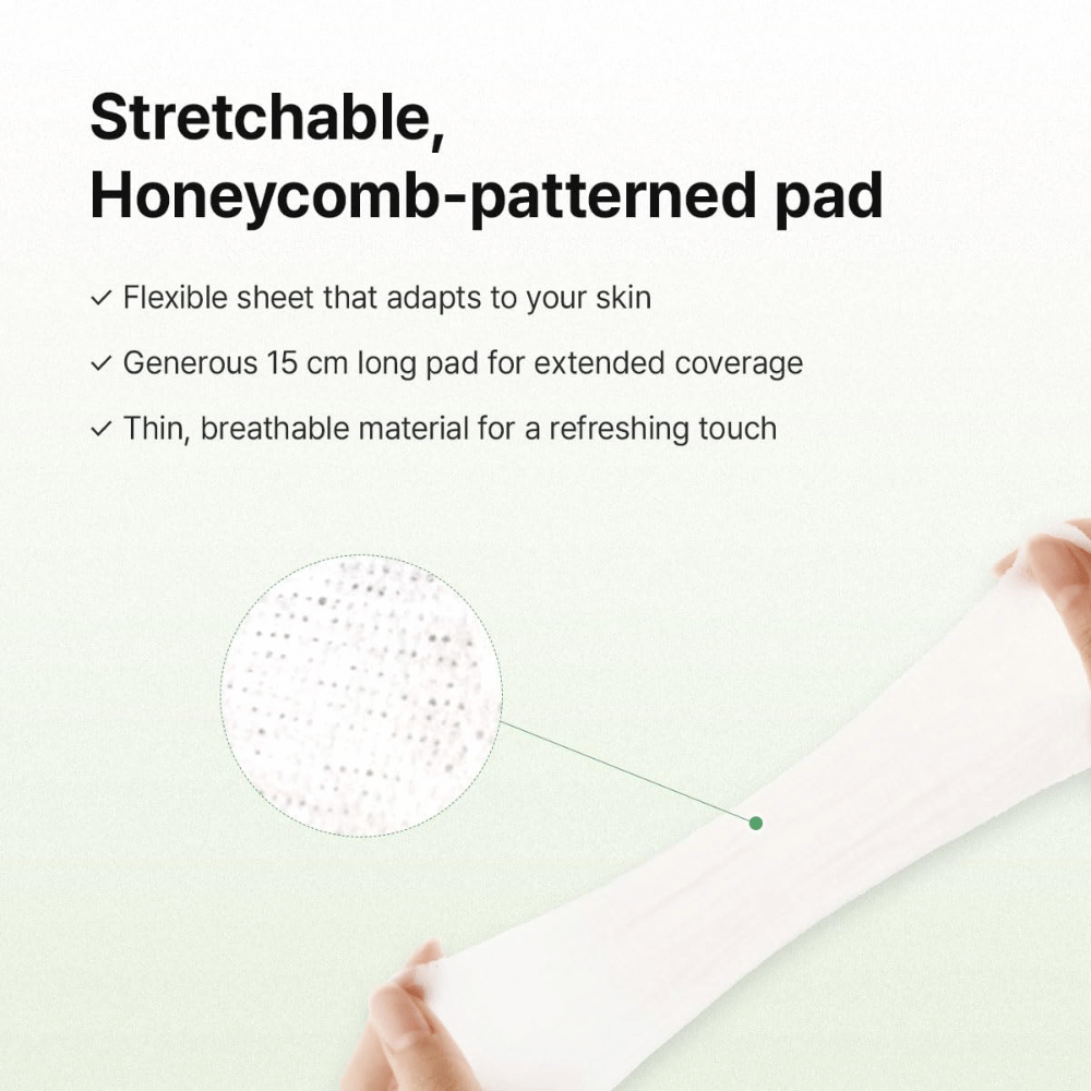 Imagem – material / função (elasticidade + estrutura)
Dr. Althea Stretchfit Calming Pad com estrutura honeycomb elástica que se adapta à pele para máxima cobertura e conforto.