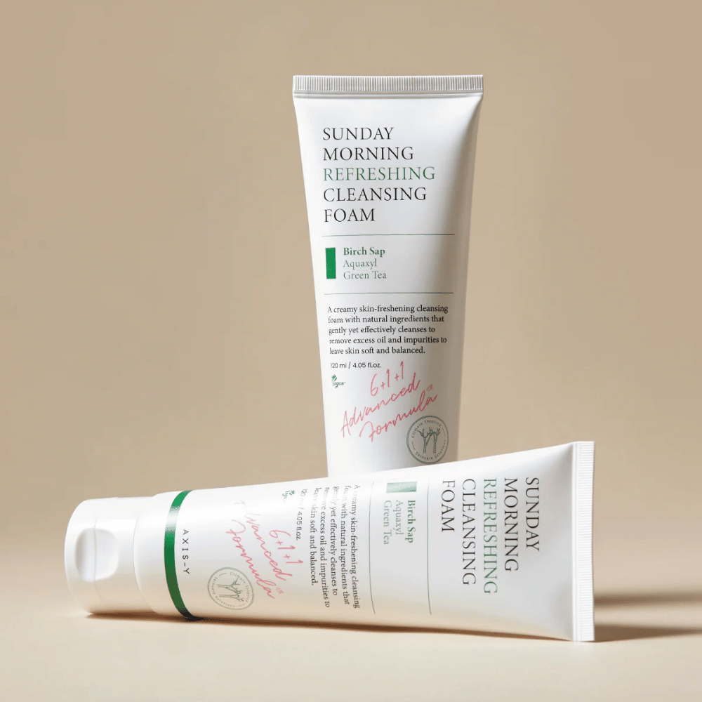 AXIS-Y Sunday Morning Refreshing Cleansing Foam com dois produtos e ingredientes naturais