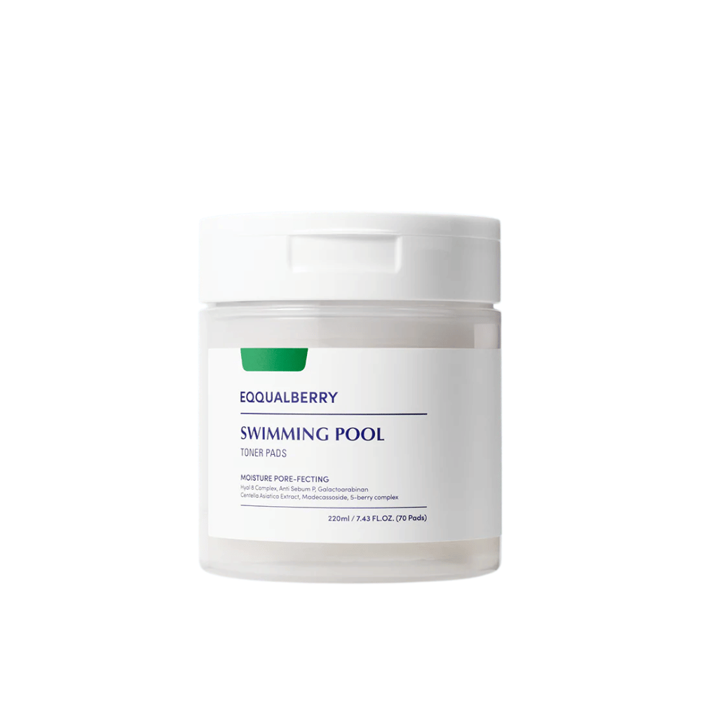Imagem do produto de Equalberry Swimming Pool Toner Pads – 70 discos hidratantes e refinadores de poros com ingredientes veganos para uma pele fresca e equilibrada.