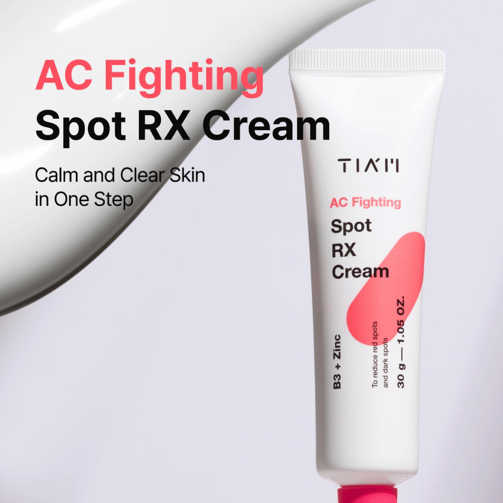 TIA'M AC Fighting Spot RX Cream – creme calmante que proporciona uma pele mais clara em um passo com ingredientes nutritivos como B3 e zinco.