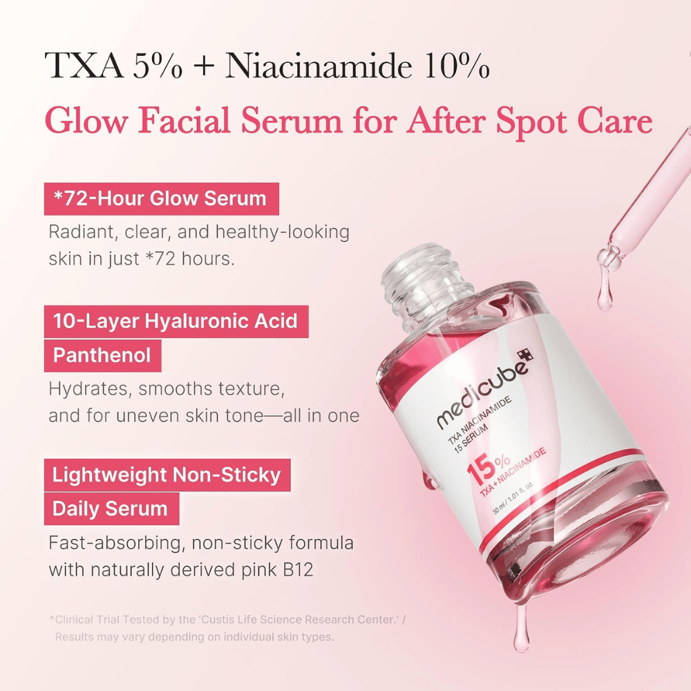 3. Medicube TXA Niacinamide 15 Serum – sérum facial hidratante com ácido hialurónico e pantenol para um tom de pele mais uniforme e luminosidade