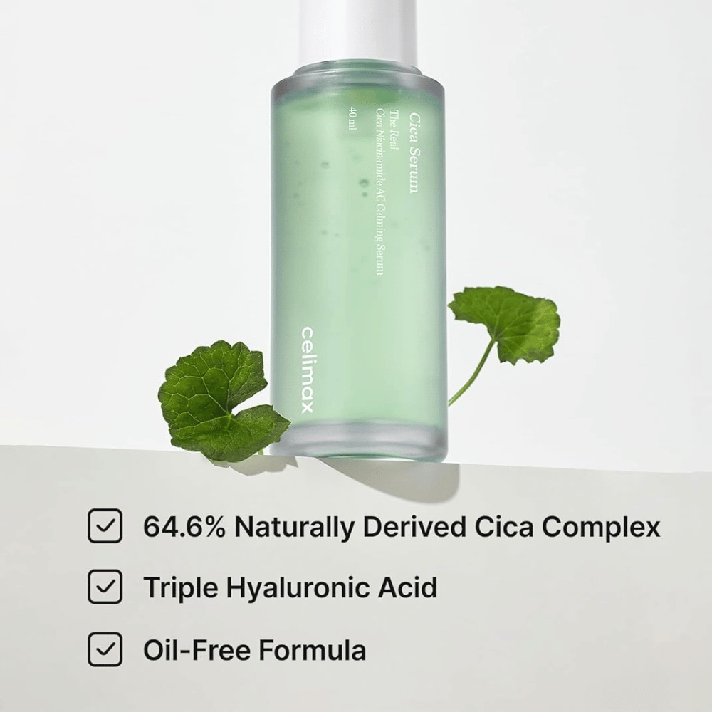 Celimax The Real Cica Niacinamide AC Calming Serum com Cica Complex e fórmula sem óleo