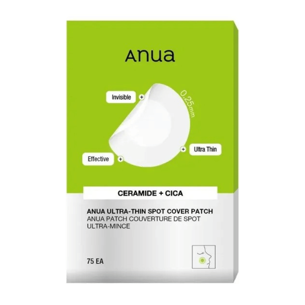 Anua Ultra-Thin Spot Cover Patch é um tratamento de manchas ultrafino e invisível com ceramidas e Cica. Eficaz para acalmar a pele irritada e proteger contra poluição. Perfeito para uso discreto de dia e de noite!