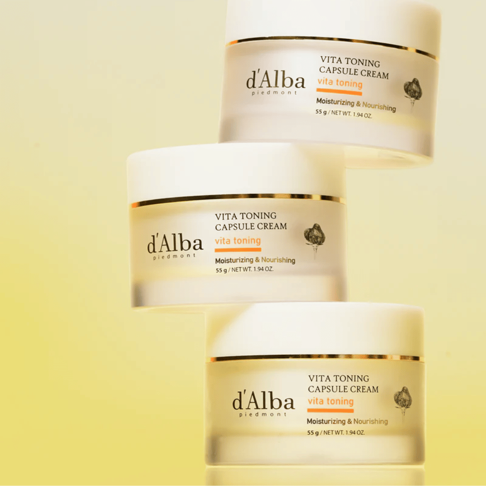 Imagem do produto d’Alba Vita Toning Capsule Cream – creme facial coreano com cápsulas de vitaminas que ajudam a melhorar o brilho e a elasticidade da pele.