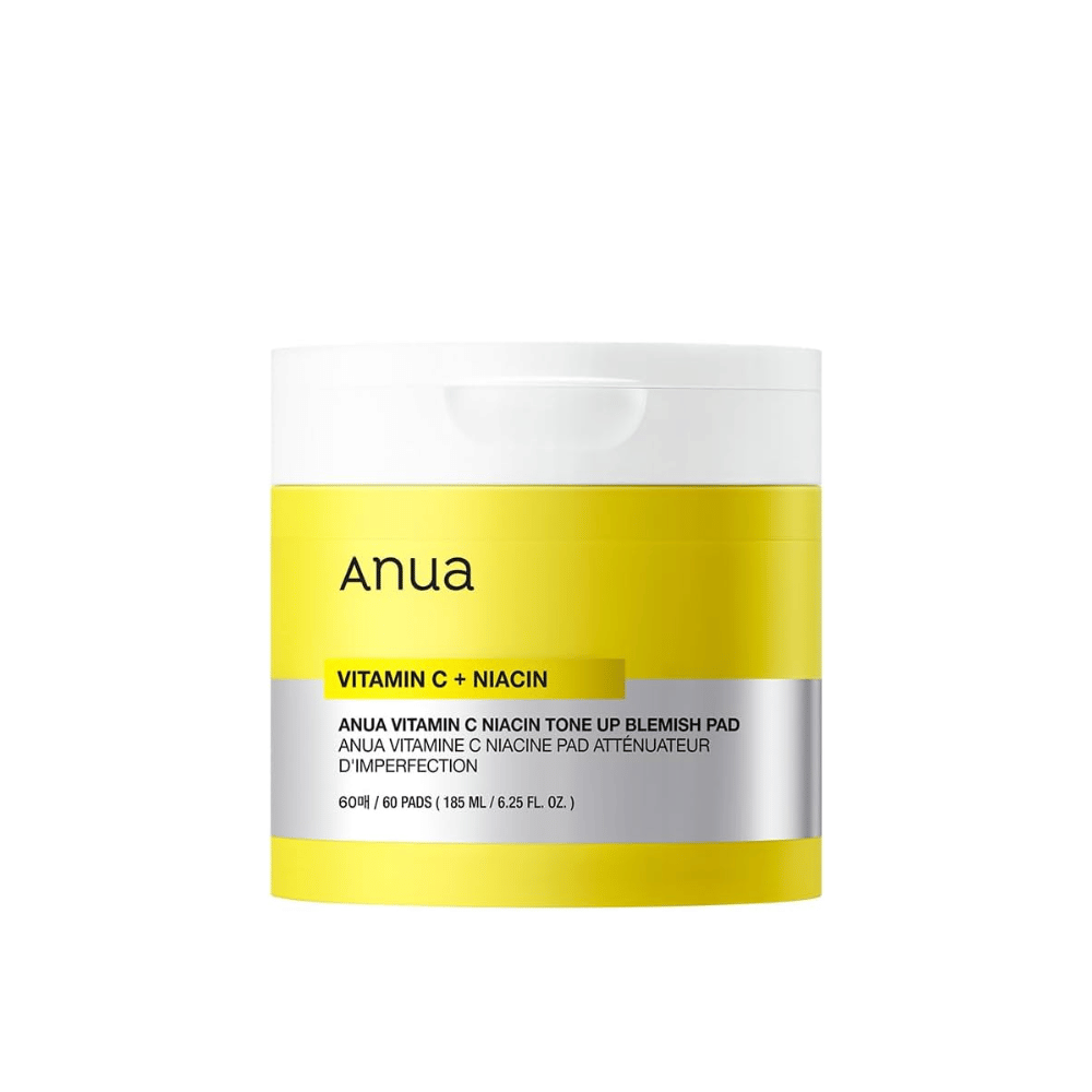 Anua Vitamin C + Niacin Tone Up Blemish Pad – Almofadas esfoliantes e iluminadoras.

🍊 Vitamina C – Clareia a pele e uniformiza o tom da pele.
💧 Niacinamida – Reduz irregularidades e melhora a elasticidade da pele.
✨ Esfoliação suave – Remove células mortas e proporciona um brilho fresco.

Perfeito para uma pele mais clara e radiante!
