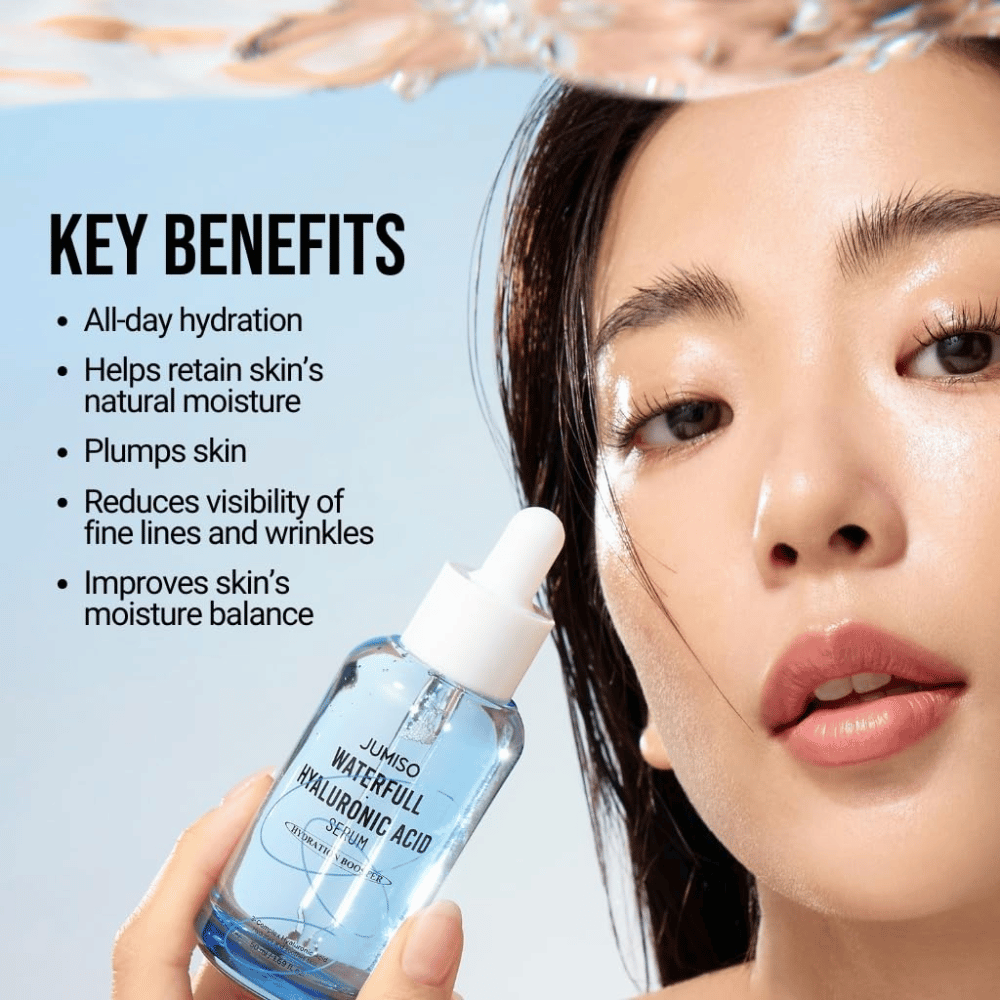 Jumiso Waterfull Hyaluronic Acid Serum 50 ml – sérum de ácido hialurônico intensamente hidratante que preenche a pele e reduz a visibilidade de linhas finas