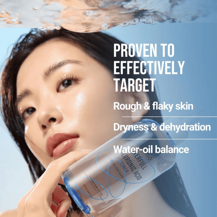 Jumiso Waterfull Hyaluronic Acid Toner 250 ml – tónico intensamente hidratante que combate a secura, pele descamada e níveis desequilibrados de umidade e óleo