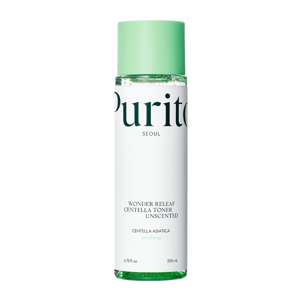 Purito Wonder Releaf Centella Toner Unscented é um toner suave que contém extrato de Centella Asiatica. Ele hidrata e acalma a pele sensível sem fragrâncias irritantes. Perfeito para uso diário, ajuda a equilibrar a umidade da pele e reduzir a vermelhidão.