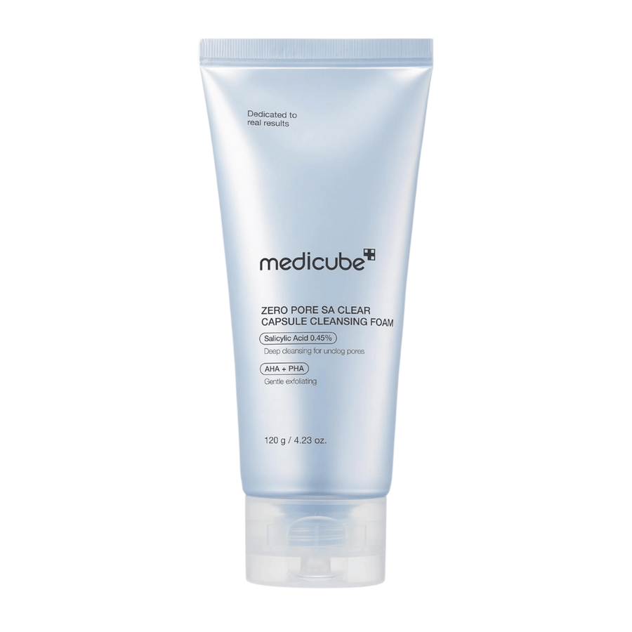Medicube Zero Pore SA Clear Capsule Cleansing Foam 120 g – limpeza suave mas eficaz com ácido salicílico, AHA e PHA para uma pele mais clara.