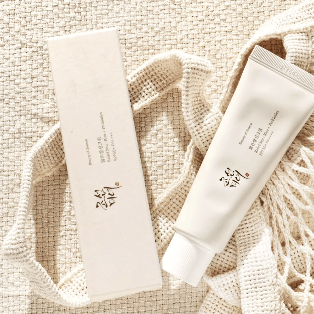 Beauty of Joseon Relief Sun SPF50+ PA++++ 50ml – creme solar leve com extrato de arroz e probióticos para proteção solar diária e hidratação.