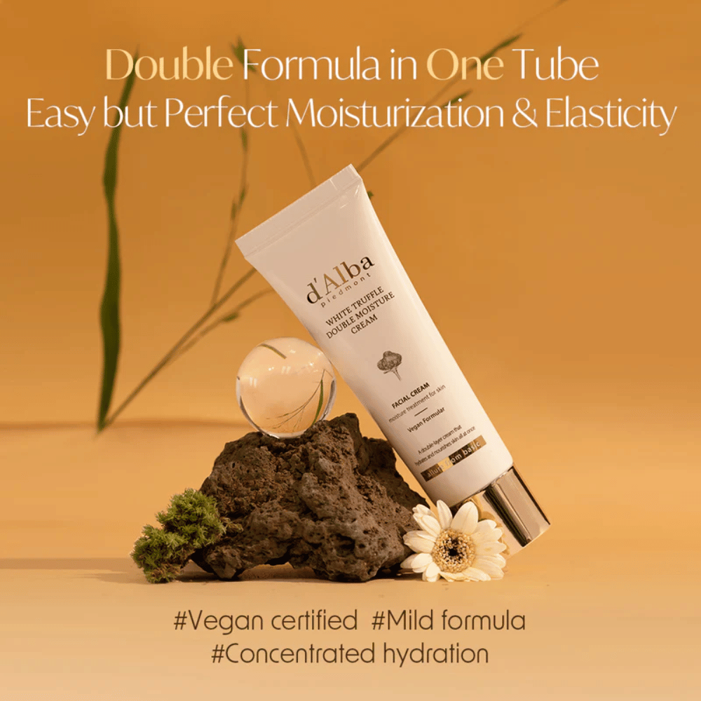 d'Alba White Truffle Double Moisture Cream é um creme hidratante certificado vegano com fórmula dupla, projetado para proporcionar hidratação e elasticidade ideais. A fórmula suave é perfeita para manter o equilíbrio natural da pele e proporcionar uma hidratação intensa e concentrada.