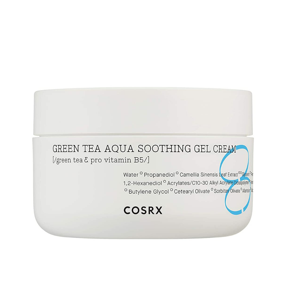 COSRX Green Tea Aqua Soothing Gel Cream 50ml que hidrata e acalma a pele.