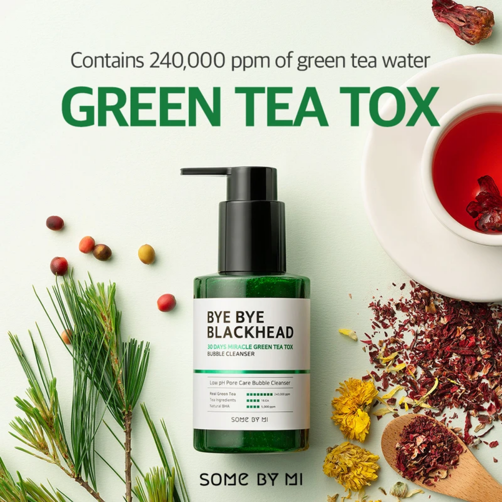 SOME BY MI Bye Bye Blackhead 30 Days Miracle Green Tea Tox Bubble Cleanser 120g de limpeza de pele.