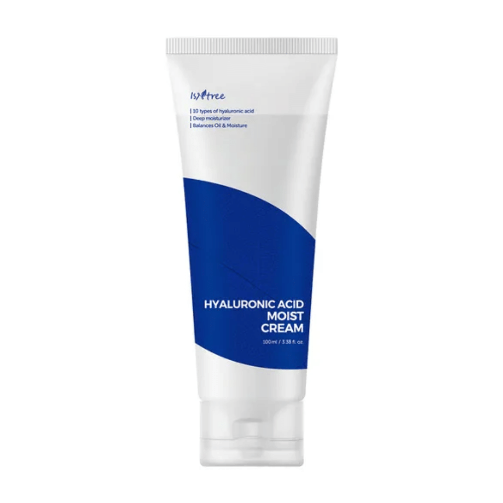 Um tubo Isntree Hyaluronic Acid Moist Cream 100ml para hidratação.