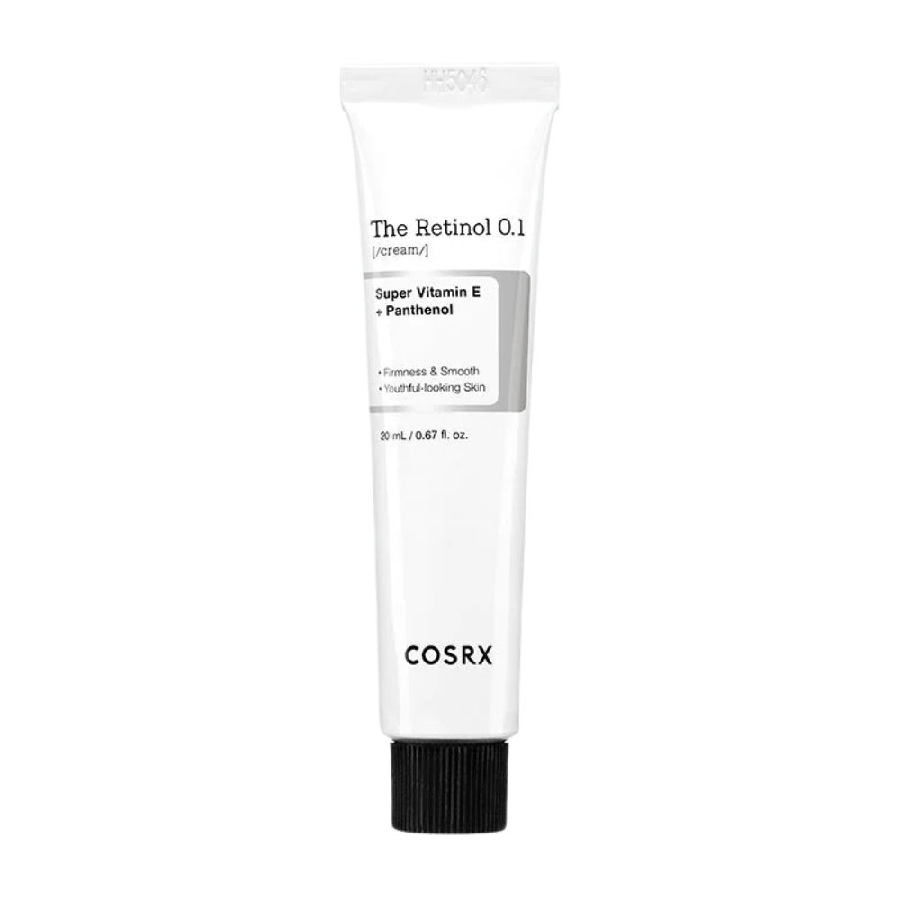 Um tubo COSRX Retinol 0.1 Cream 20ml em fundo branco.